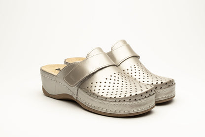 Aurora IV by LEON- Women’s Leather Clog- Perforation and Adjustable Velcro Strap LEON Footwear USA