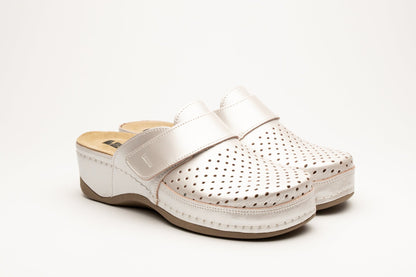 Aurora IV by LEON- Women’s Leather Clog- Perforation and Adjustable Velcro Strap LEON Footwear USA