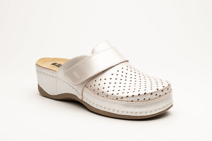 Aurora IV by LEON- Women’s Leather Clog- Perforation and Adjustable Velcro Strap LEON Footwear USA