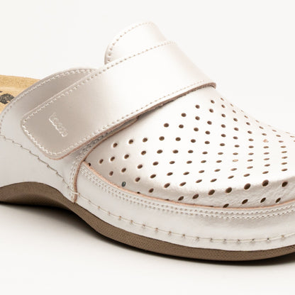Aurora IV by LEON- Women’s Leather Clog- Perforation and Adjustable Velcro Strap LEON Footwear USA