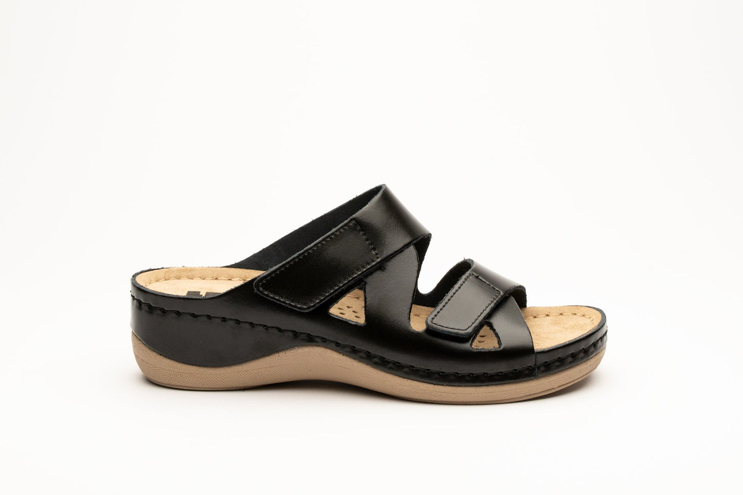 Laura by LEON– Women’s Leather Sandal- Comfort Slide Slip-on with Velcro Straps LEON Footwear USA
