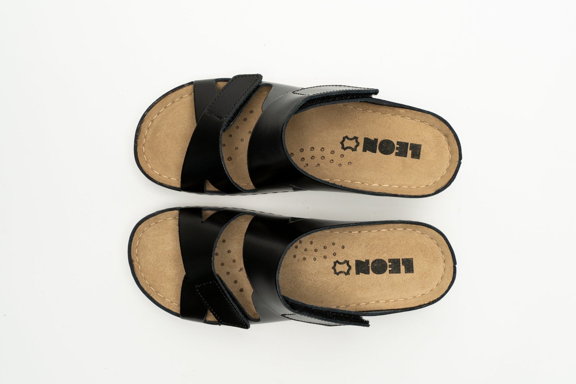 Laura by LEON– Women’s Leather Sandal- Comfort Slide Slip-on with Velcro Straps LEON Footwear USA