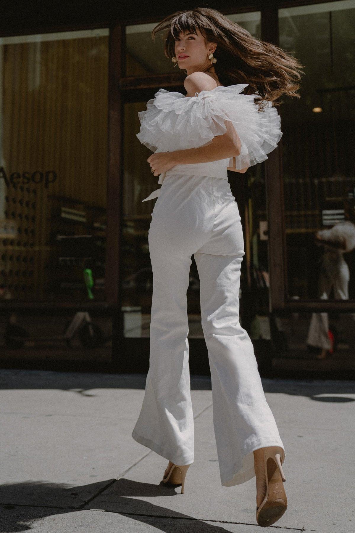 A POWER MOOD WHITE DENIM JUMPSUIT Flying Tomato