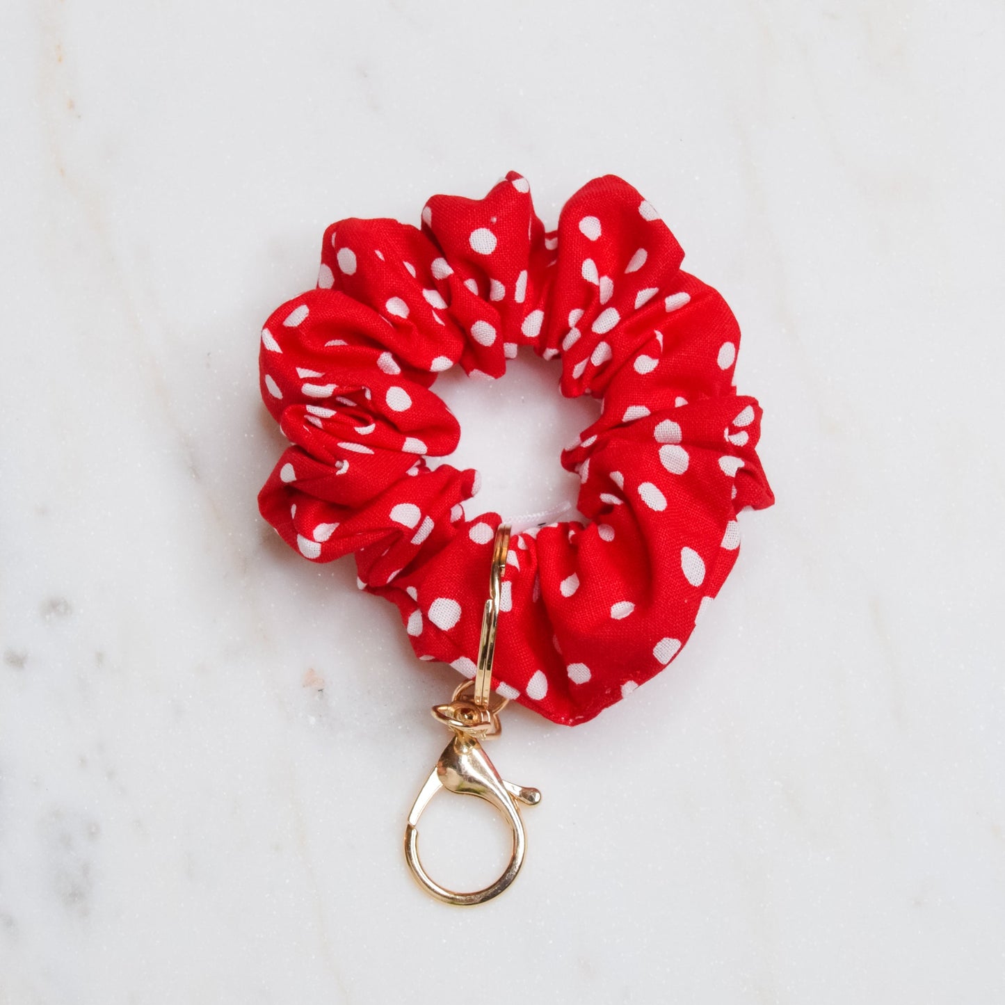 Red Polka Dot Scrunchie Key Chain Emily Anne Designs LLC