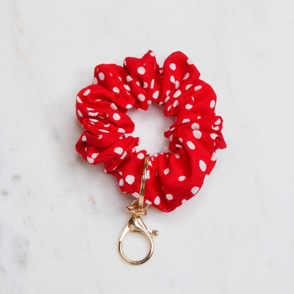 Red Polka Dot Scrunchie Key Chain Emily Anne Designs LLC