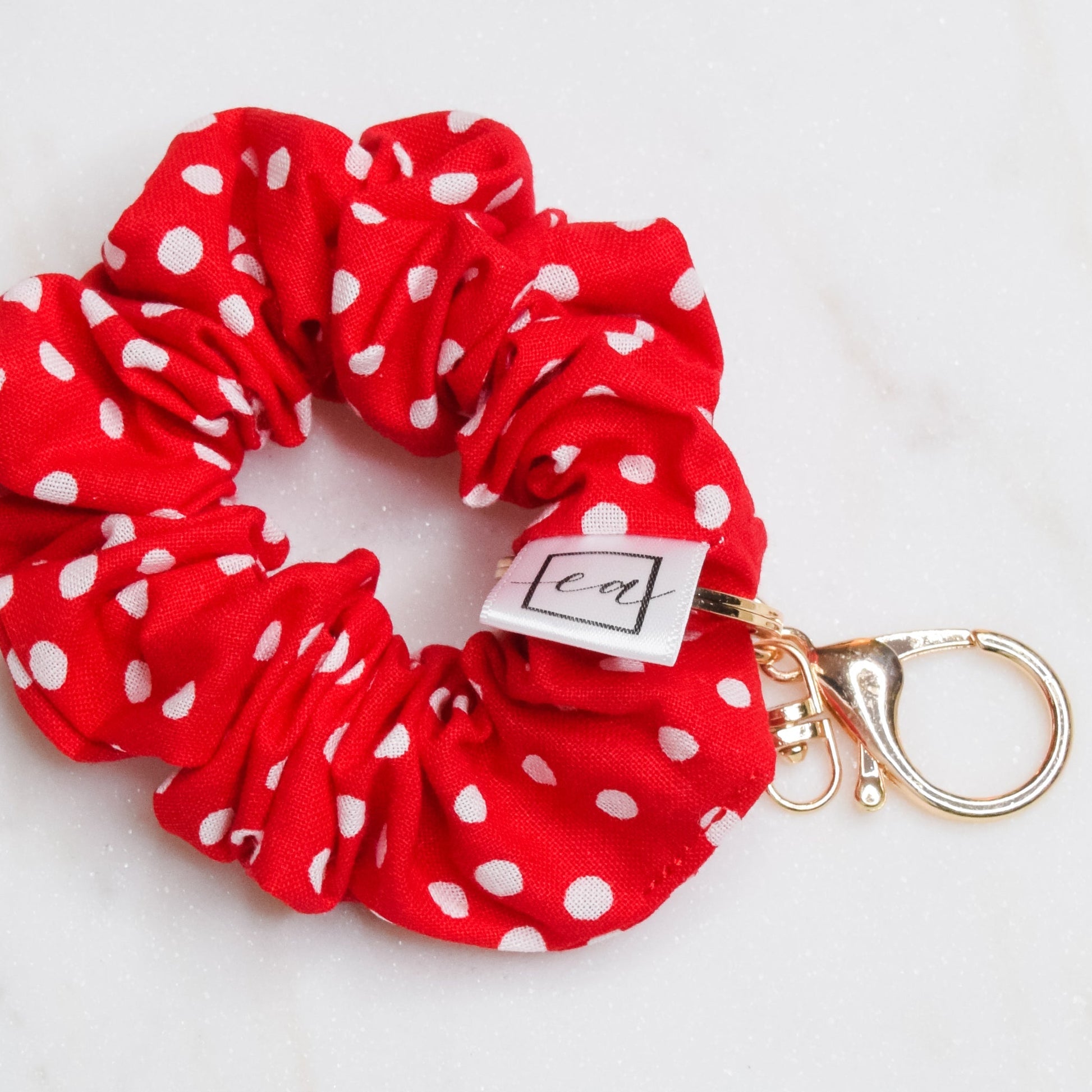 Red Polka Dot Scrunchie Key Chain Emily Anne Designs LLC