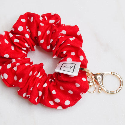 Red Polka Dot Scrunchie Key Chain Emily Anne Designs LLC