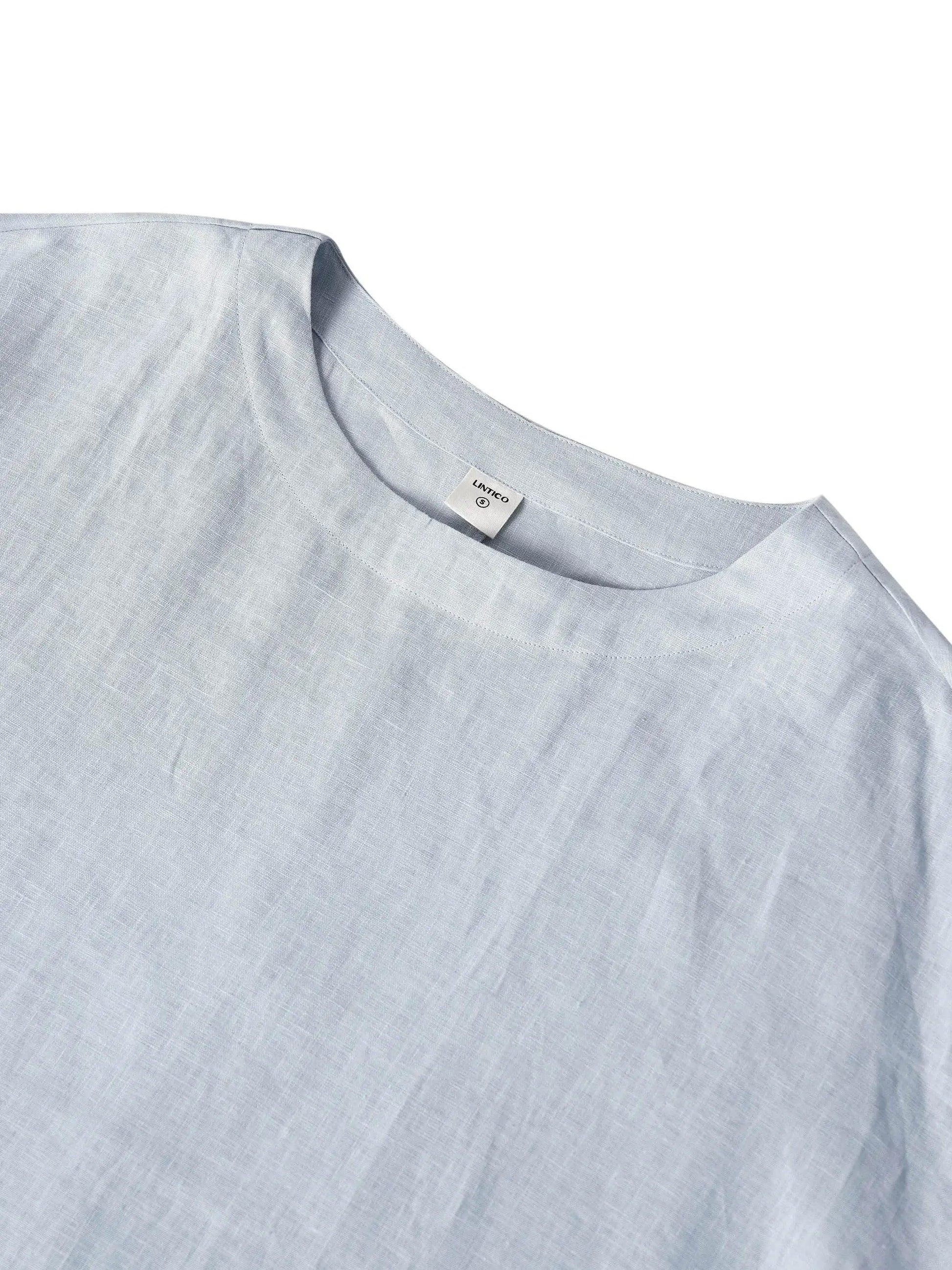 100% Linen Boatneck 3/4 Length Sleeve Top AURORA LINTICO