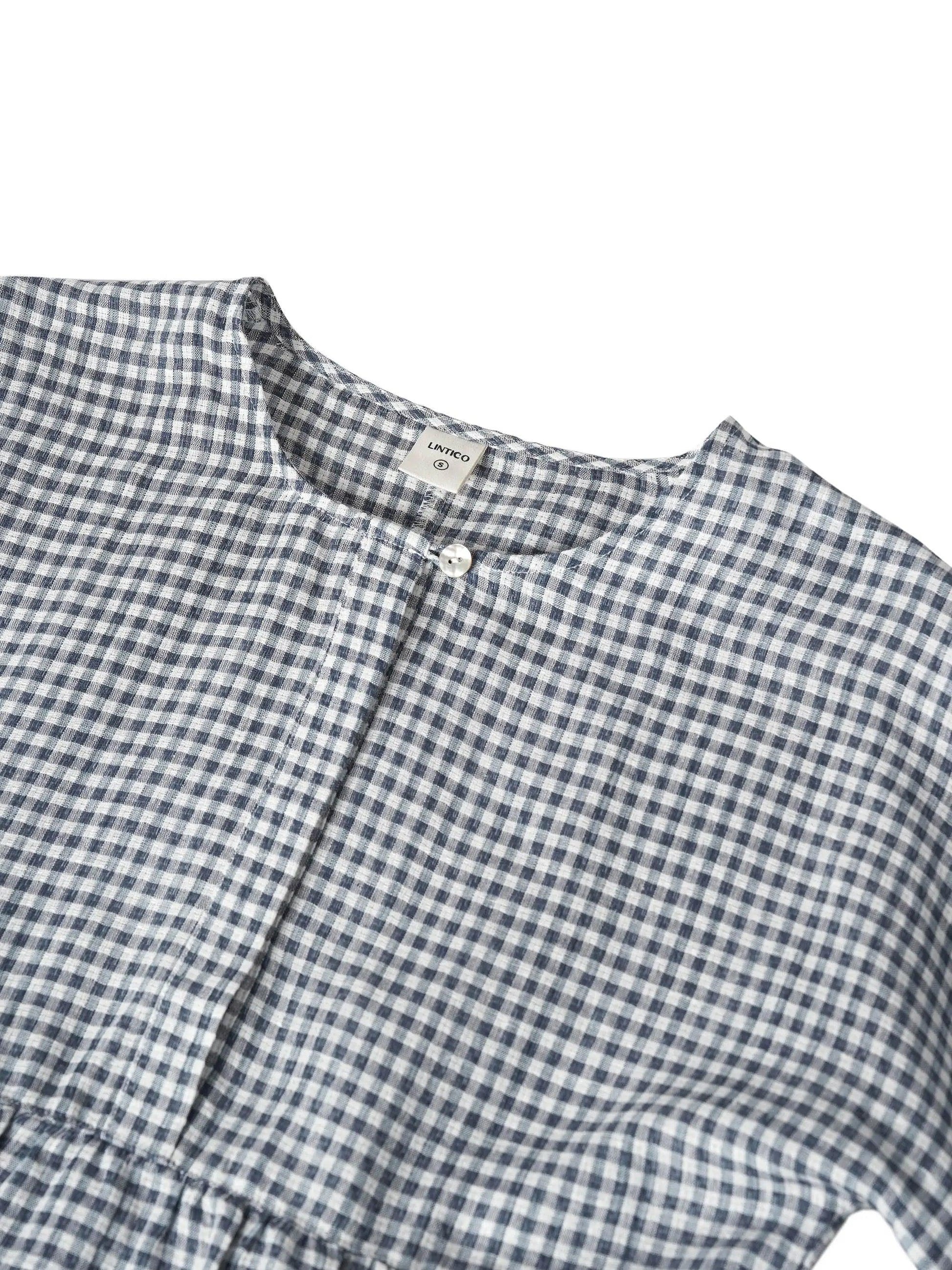Linen Checked Long-Sleeved Top CAROLINE LINTICO