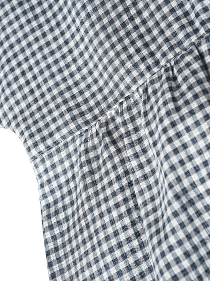 Linen Checked Long-Sleeved Top CAROLINE