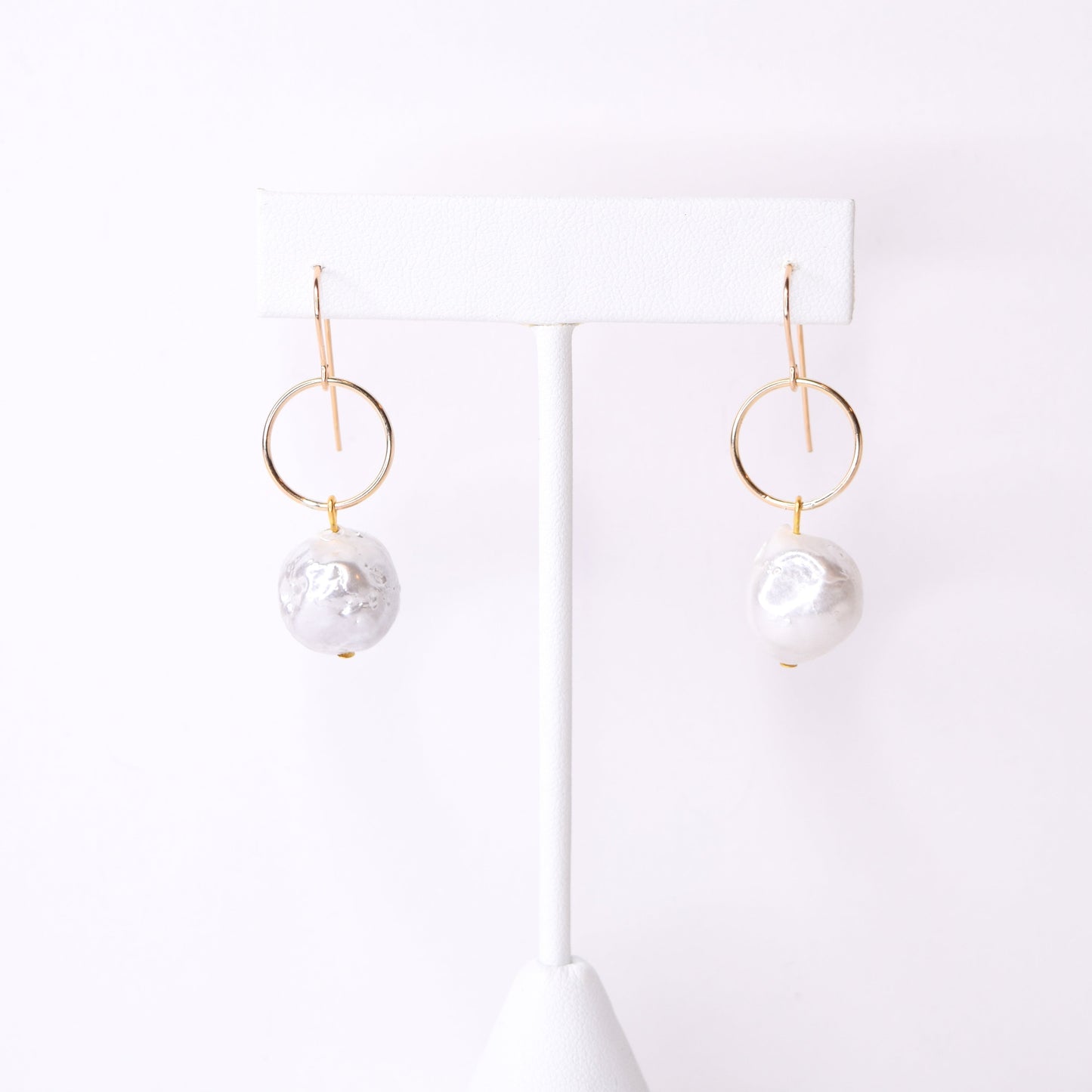 Pearl and Gold Circle Earrings Emily Anne Designs LLC