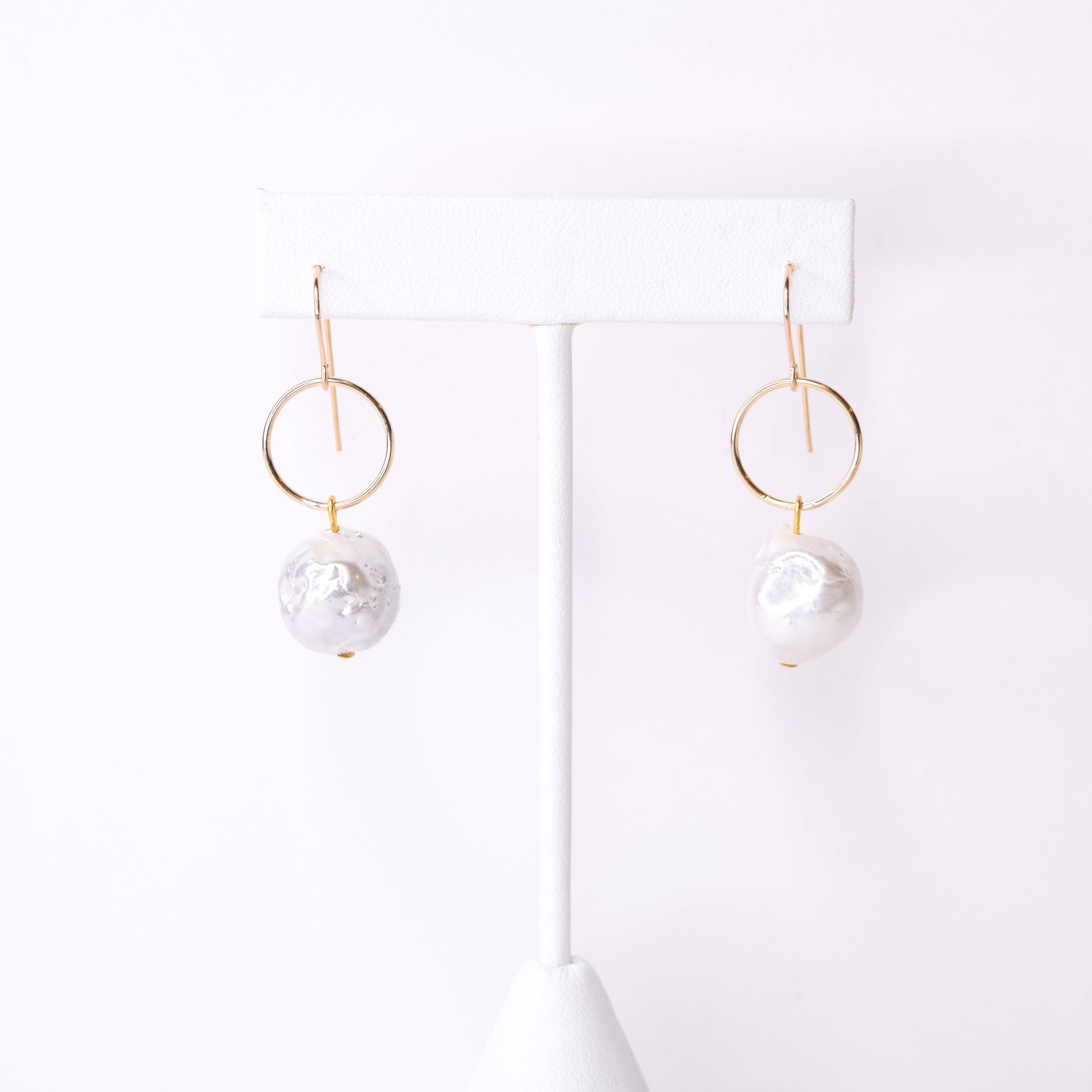 Pearl and Gold Circle Earrings Emily Anne Designs LLC