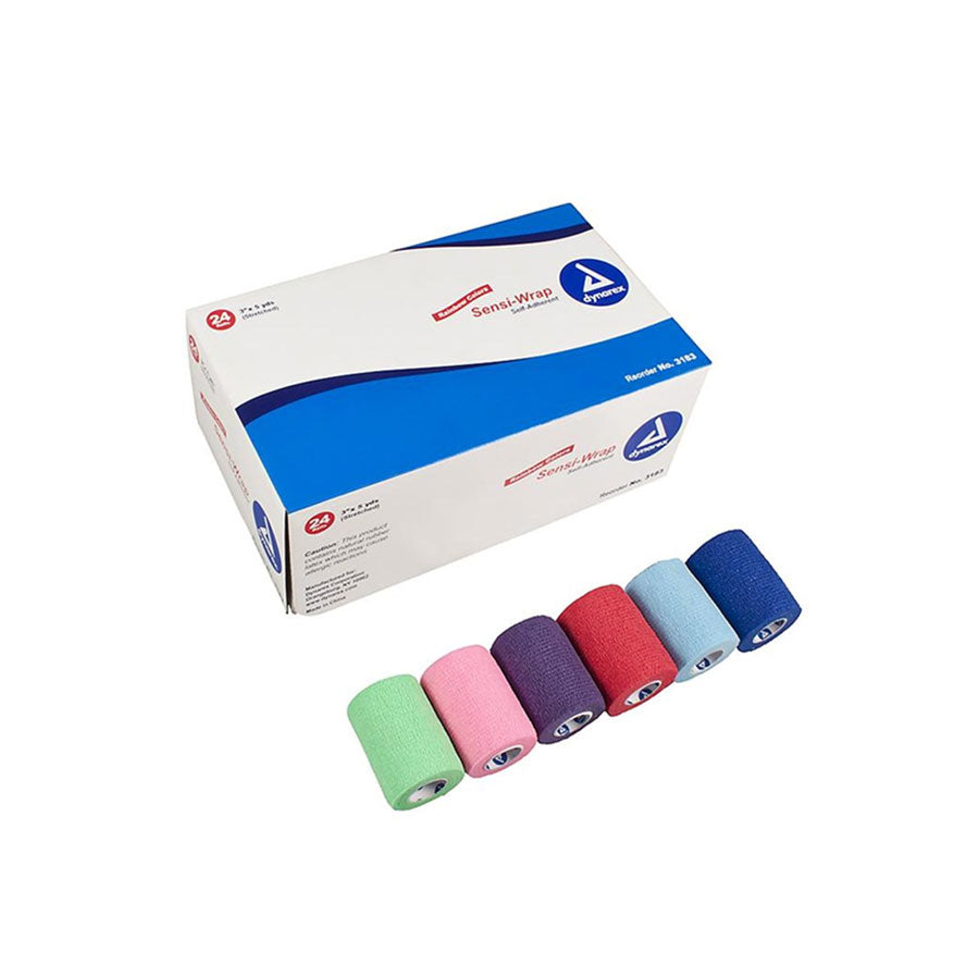Dynarex Sensi Wrap Self Adherent Wrap - Rainbow, 4 of Each Color, 3"x 5 yards, 24/cs quakekits.com