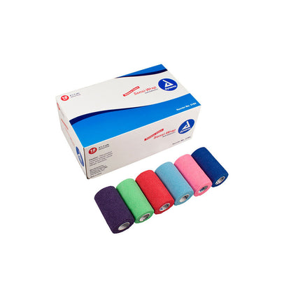 Dynarex Sensi Wrap Self Adherent Wrap - Rainbow, 3 of Each Color, 4"x 5 yards., 18/cs quakekits.com