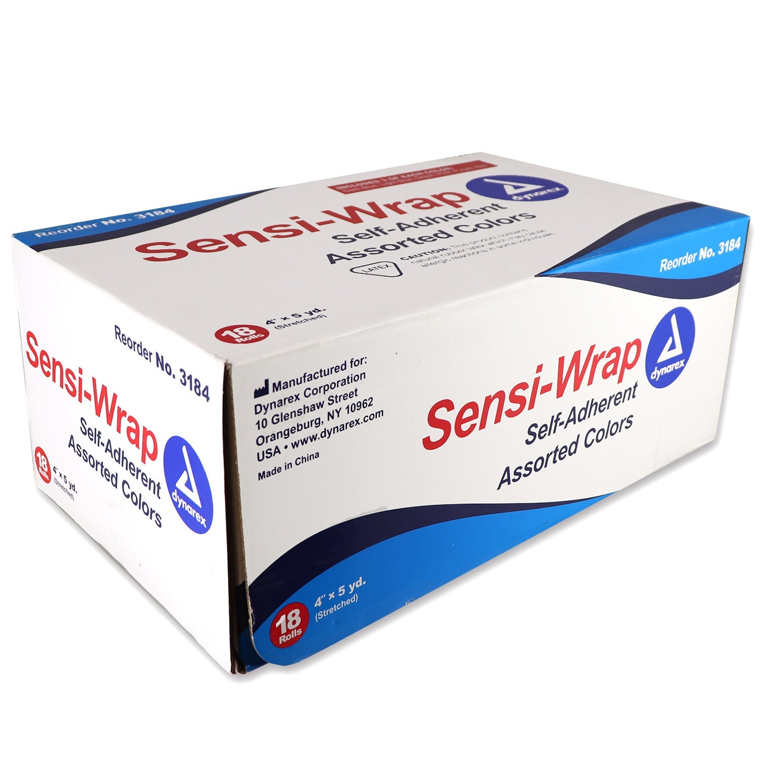Dynarex Sensi Wrap Self Adherent Wrap - Rainbow, 3 of Each Color, 4"x 5 yards., 18/cs quakekits.com