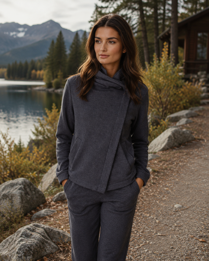 Dakota Hoodie Sweatshirt Jacket - Charcoal Buki