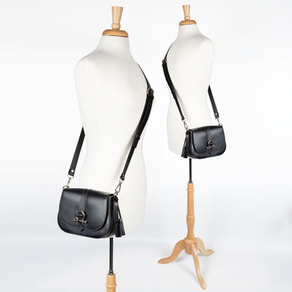 Del Rey - Equestrian Horse Bit Crossbody Luxury Leather Handbag in Black Urban-Equestrian