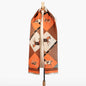 Della -  Tangerine Equestrian Motif Luxe Shawl Urban-Equestrian