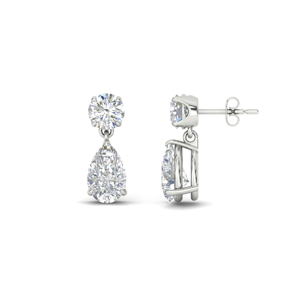 Round And Pear Drop Stud Earrings Fascinating Diamonds