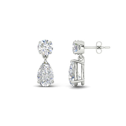 Round And Pear Drop Stud Earrings Fascinating Diamonds
