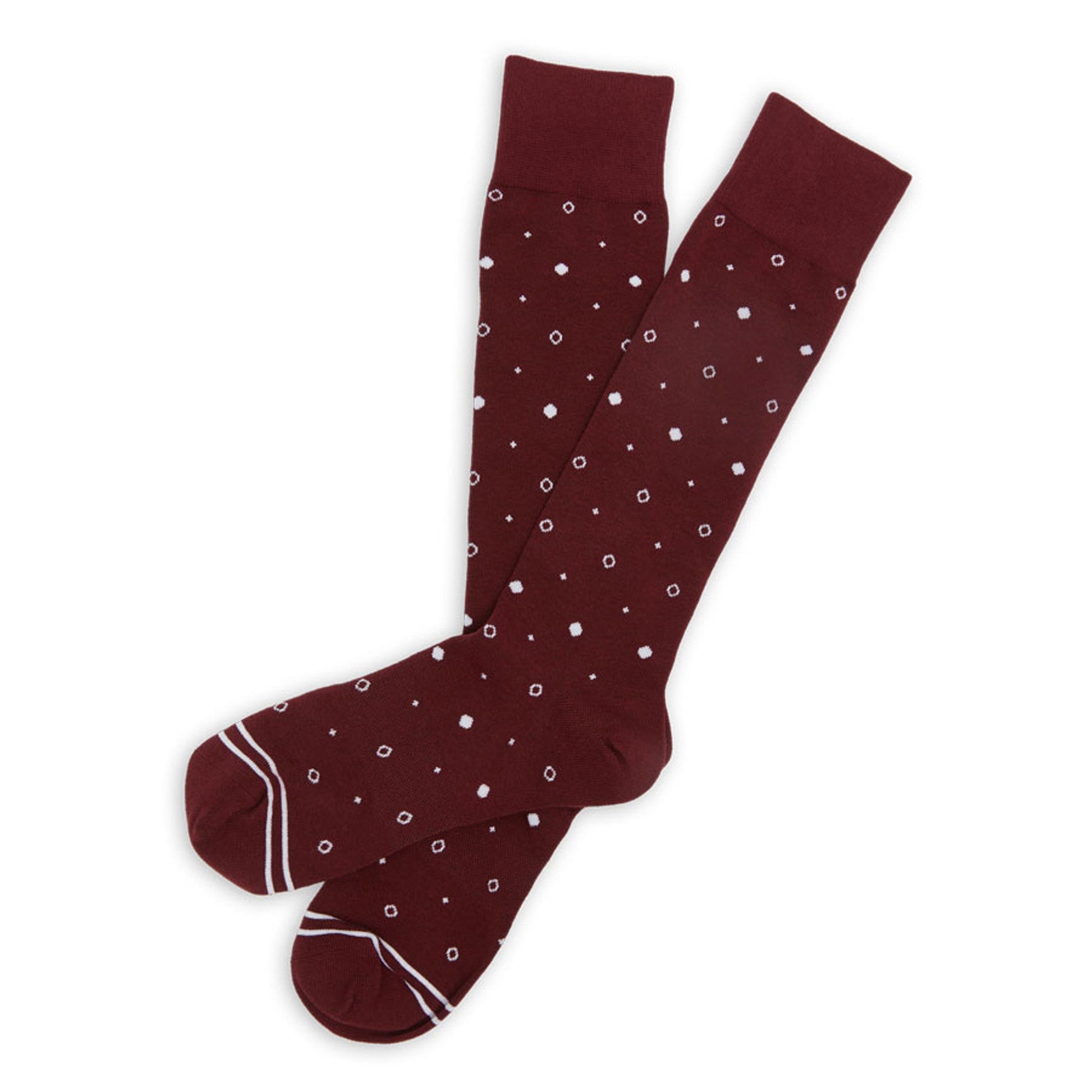 Maroon Mixed Dot Dress Socks DeadSoxy