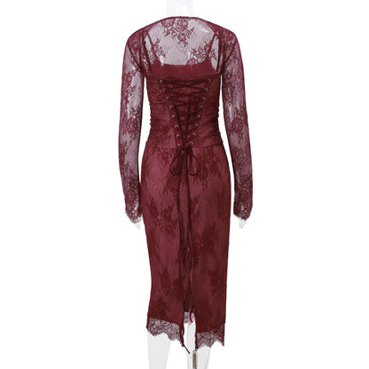 Elegant Red Spaghetti Strap Party Dress