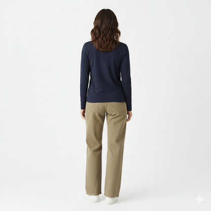 Drew Navy Long Sleeve Crew Auragen