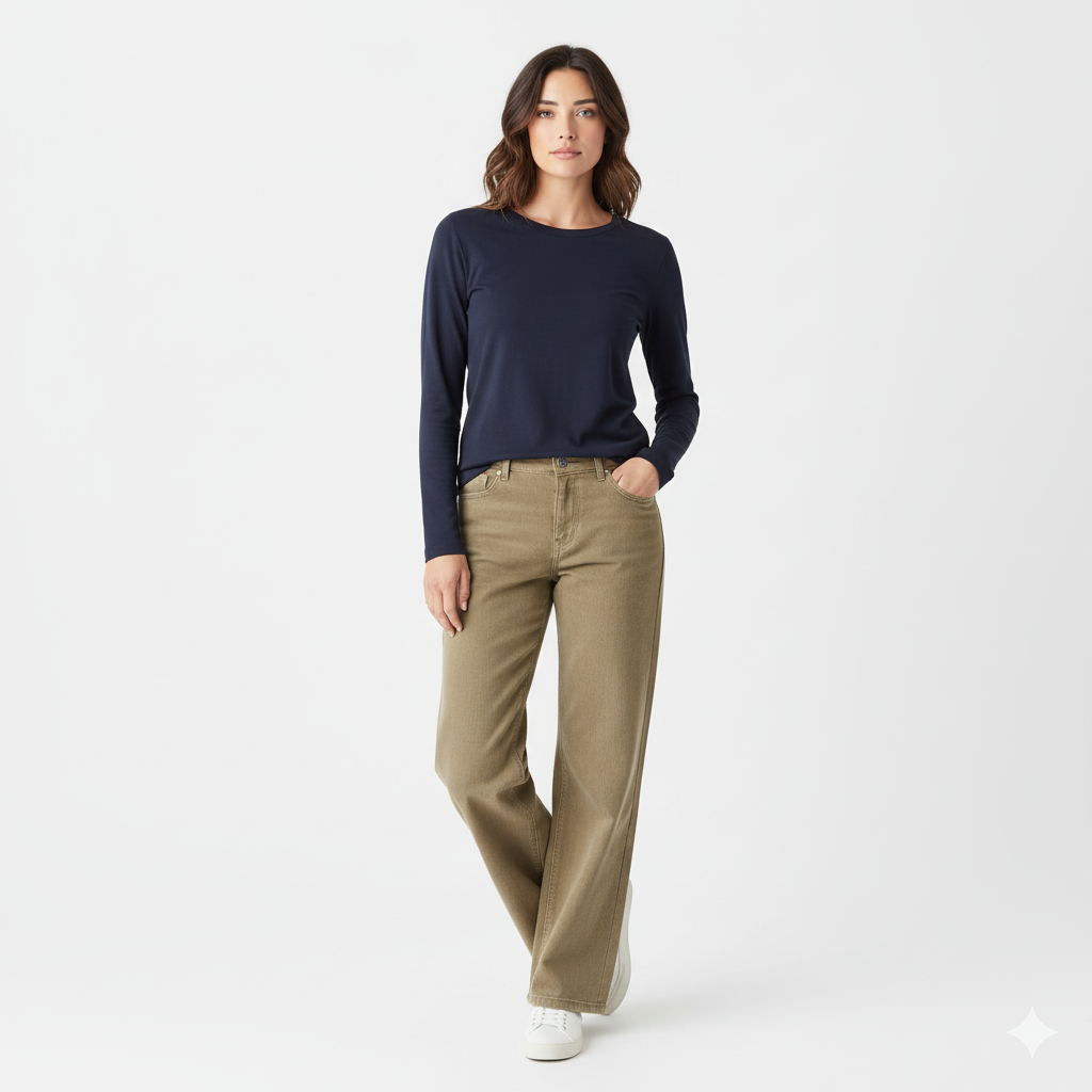 Drew Navy Long Sleeve Crew Auragen