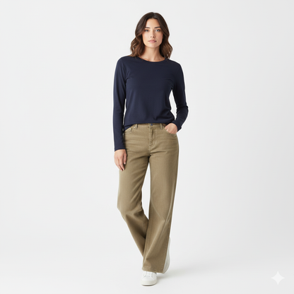 Drew Navy Long Sleeve Crew Auragen