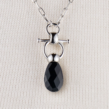 Droplette - Black Onyx Horse Bit Equestrian Earring in Silver Urban-Equestrian