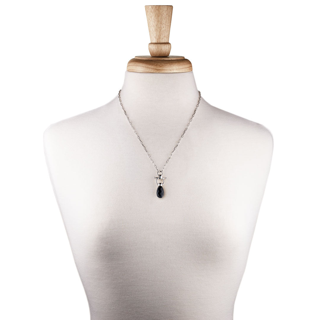 Droplette - Black Onyx Horse Bit Equestrian Earring in Silver Urban-Equestrian