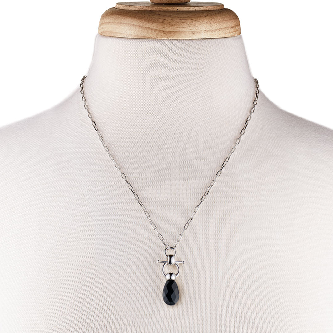 Droplette - Black Onyx Horse Bit Equestrian Earring in Silver Urban-Equestrian
