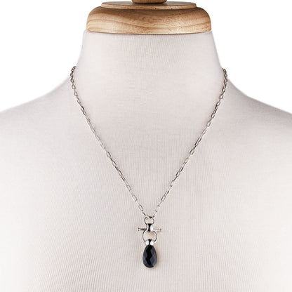 Droplette - Black Onyx Horse Bit Equestrian Earring in Silver Urban-Equestrian