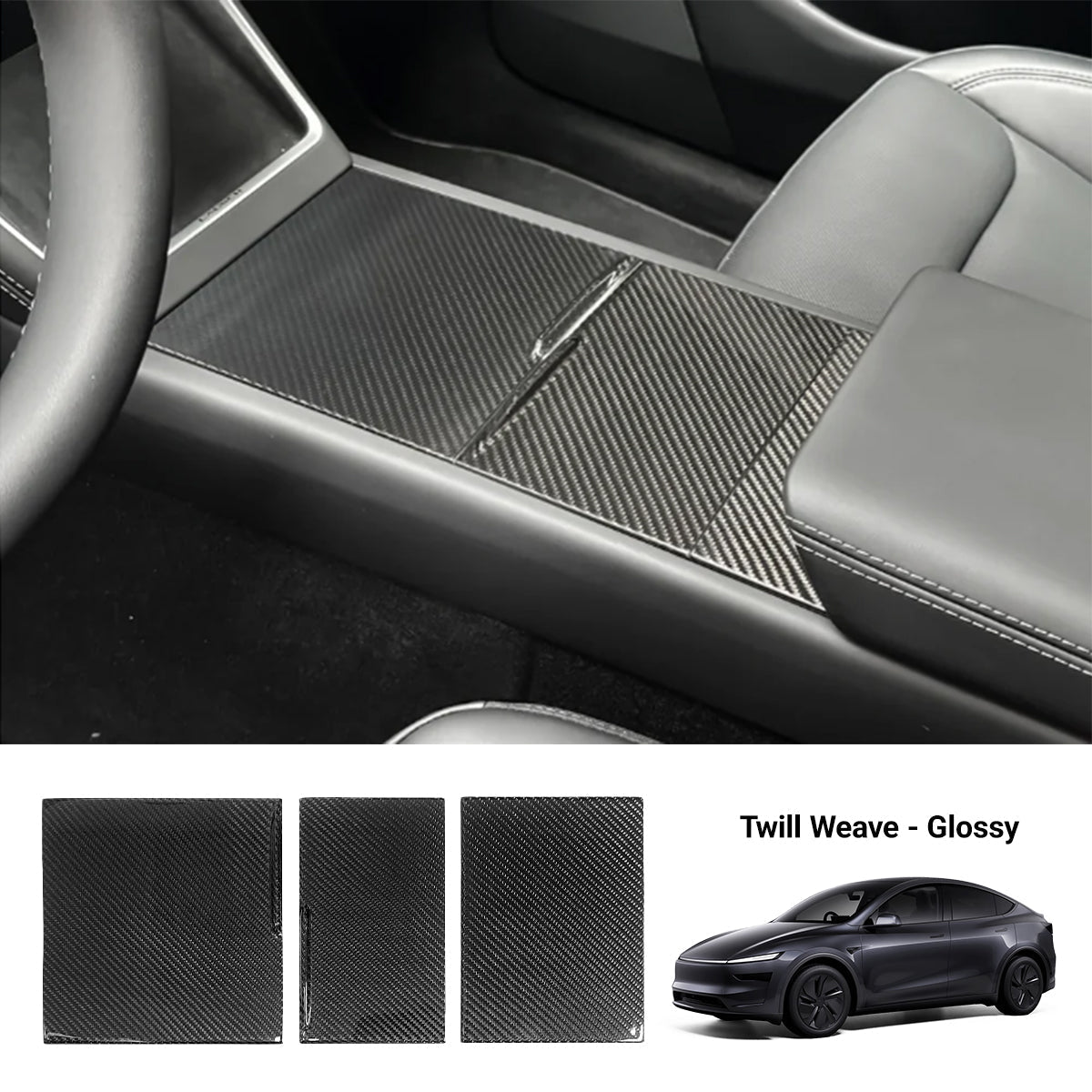 Dry Carbon Fiber Center Console Cover For Model Y Juniper / Model 3 Highland / Model YL Tesery Official Store