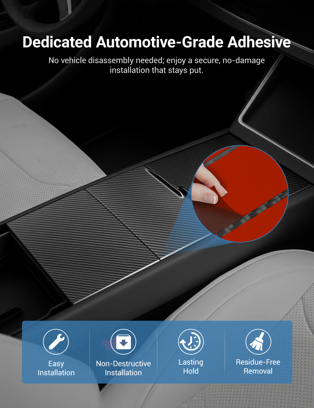 Dry Carbon Fiber Center Console Cover For Model Y Juniper / Model 3 Highland / Model YL Tesery Official Store