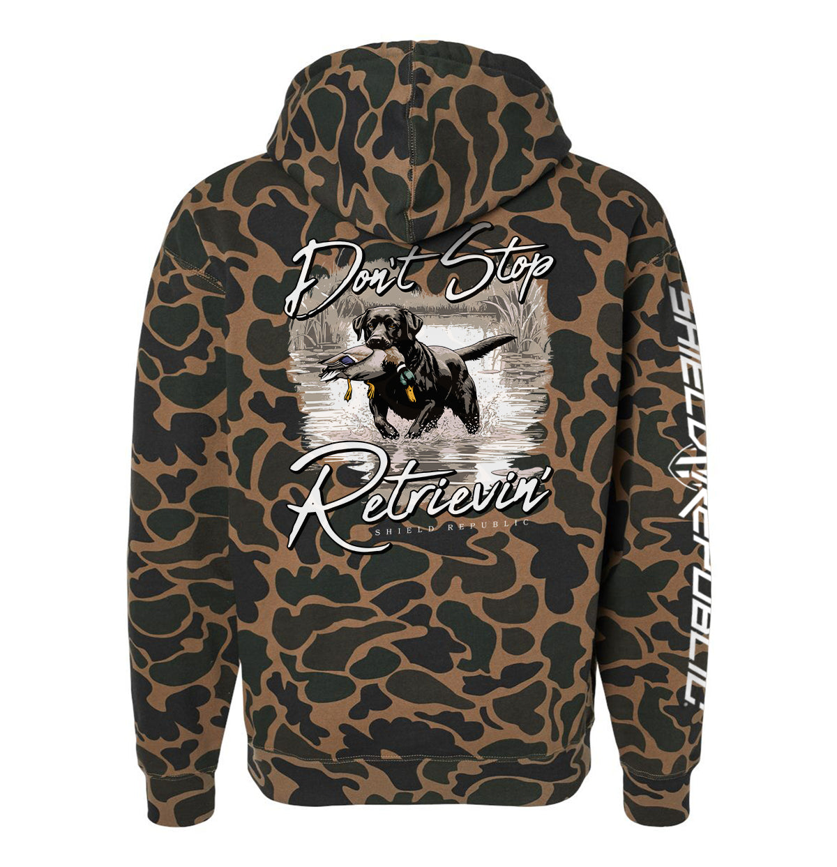 Don't Stop Retrievin' Black Lab Shield Republic