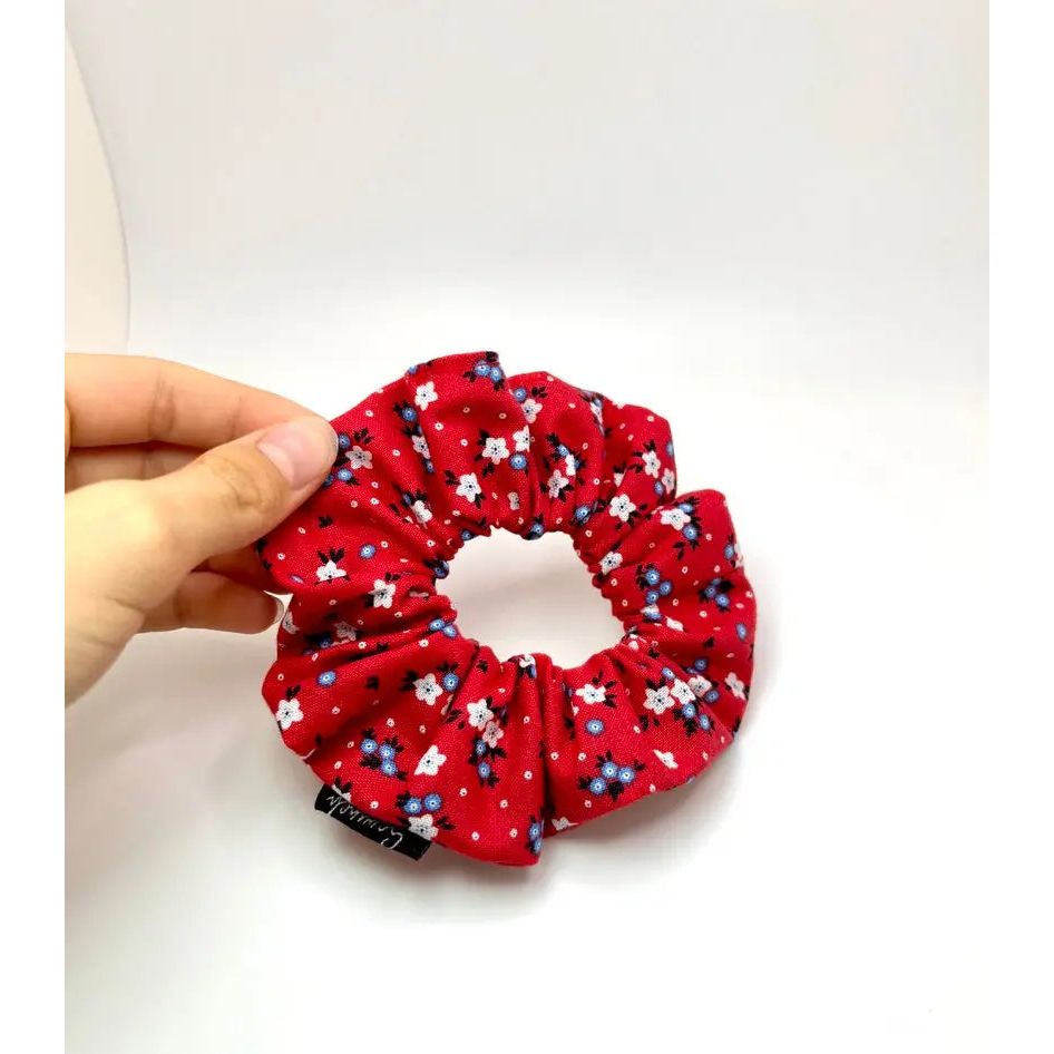 Mini Red Floral 4th of July Scrunchie Enchanted Scrunch