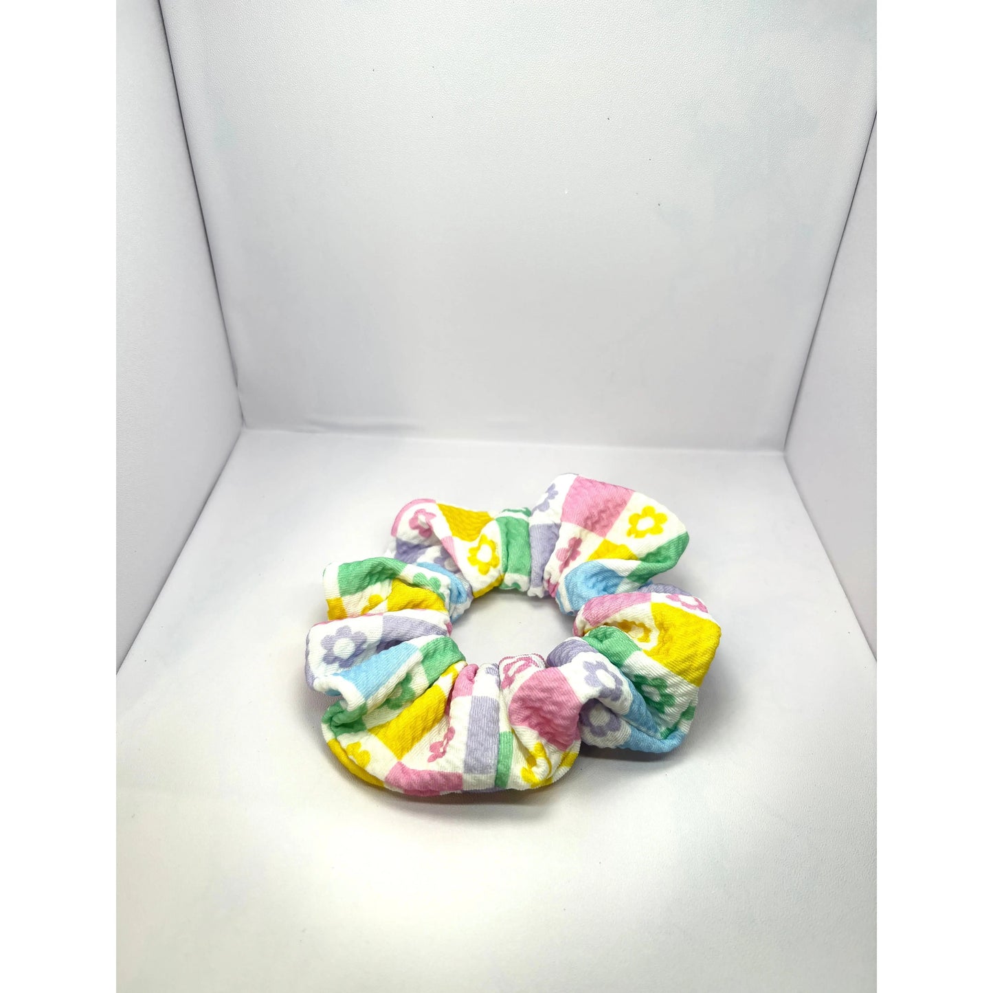 Mini Floral Checkered Spring Bullet Scrunchie Enchanted Scrunch