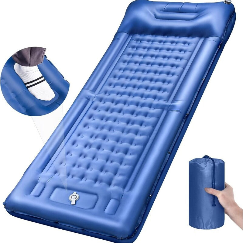 Outdoor thicken self-inflating camping mattress: ultralight, with built-in pump, ideal for travel, hiking, fishing.