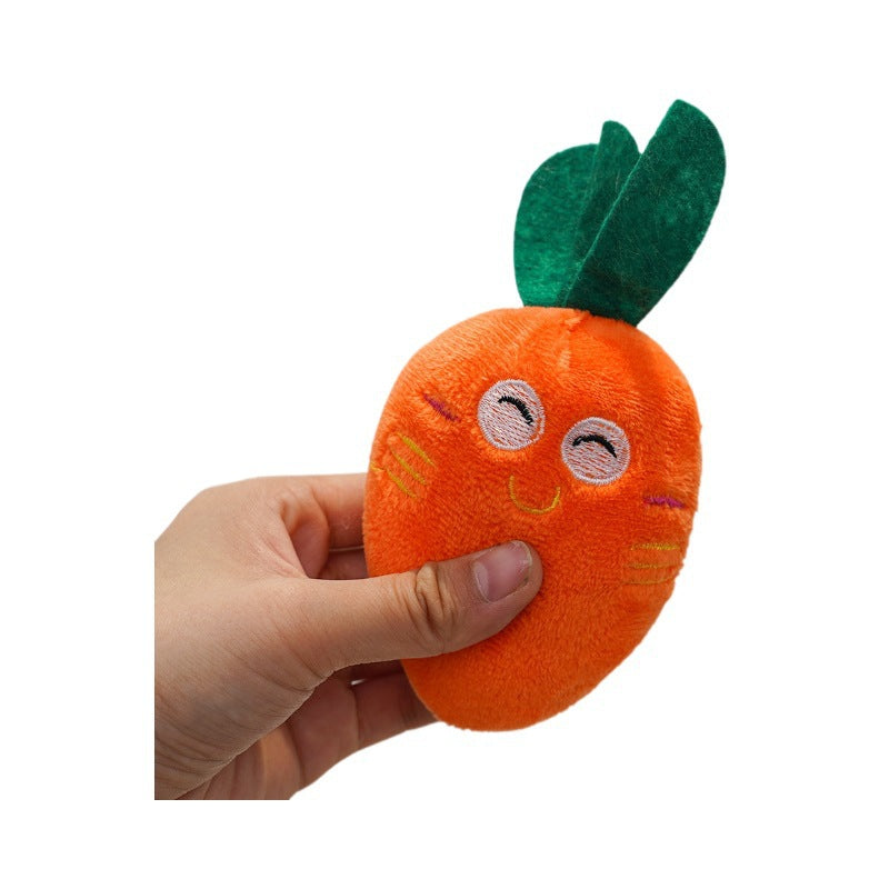 Double Bone Chicken Leg Fruit Carrot Vegetable Pet Dog Cat Plush Squeaky Durable Chew Toy Supplies