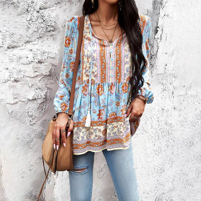 Western V-neck Long Sleeved Top | Perfect Cowgirl Style for Every Occasion Country in My Heart