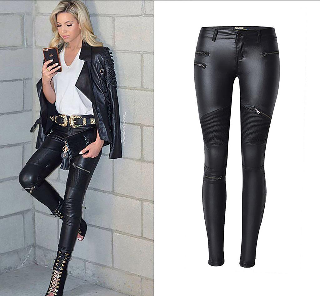 Rebel Rider Multi-Zip Skinny Motorcycle Pants - Edgy Street Style & Bold Fit Country in My Heart