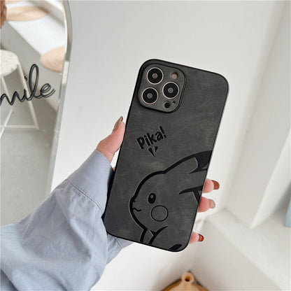 Cute Pikachu Suitable For iPhone13pro Mobile Phone Shell Leather Apple 12mini/Xsmax Pressed Leather 11