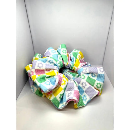 Floral Checkered Spring Bullet Scrunchie Enchanted Scrunch