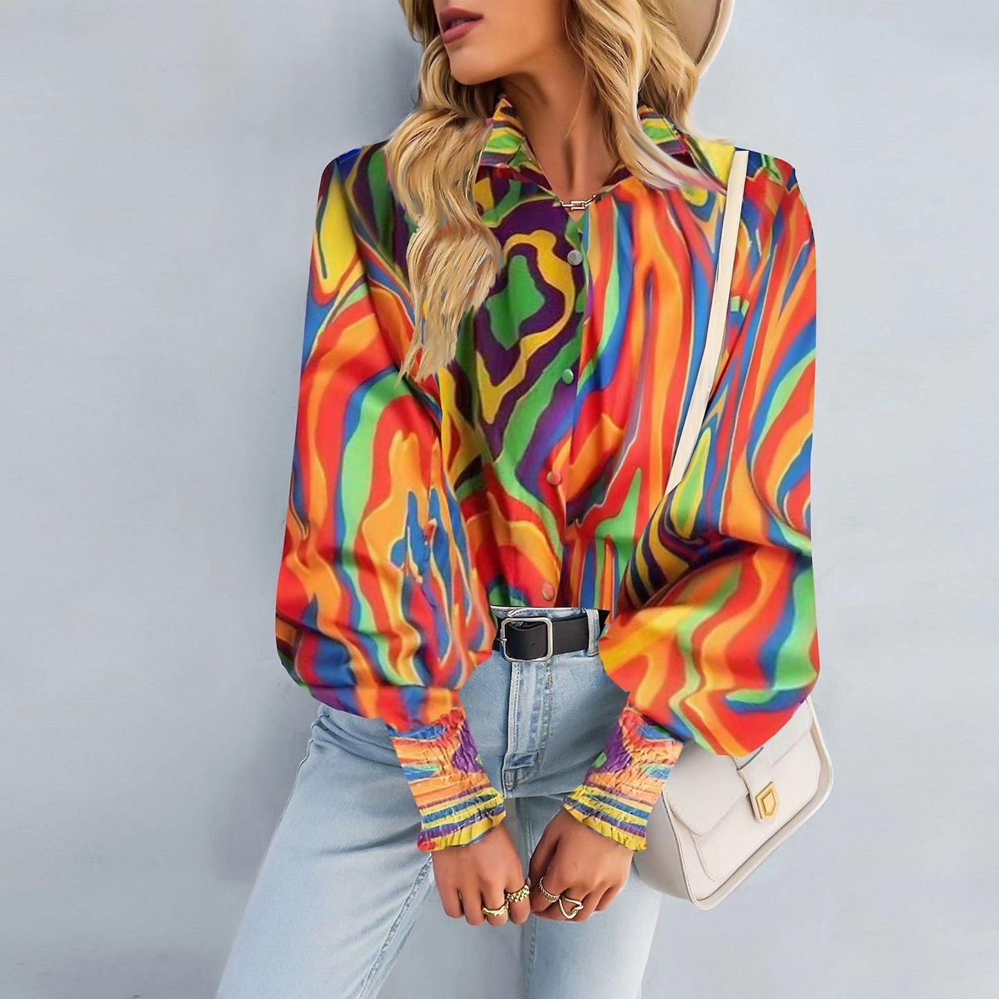 Boho Printed Lantern Sleeve Top – Relaxed Fit Casual Shirt for Country Girls Country in My Heart