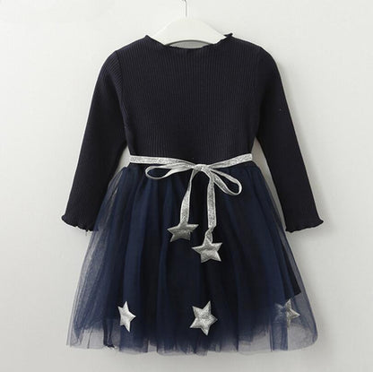 Bear Leader Girls Dress Pentagram Princess Dress Brand Girls Clothes Children Clothing European and American Style Girls Dresses