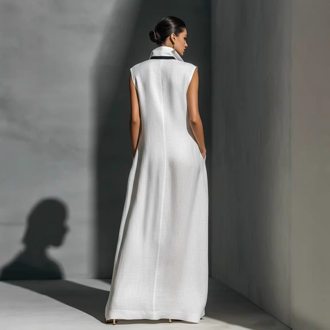Women's V-Neck Color-Block Sleeveless A-Line Maxi Dress – 4 Colors XS–2XL FitiqueFit