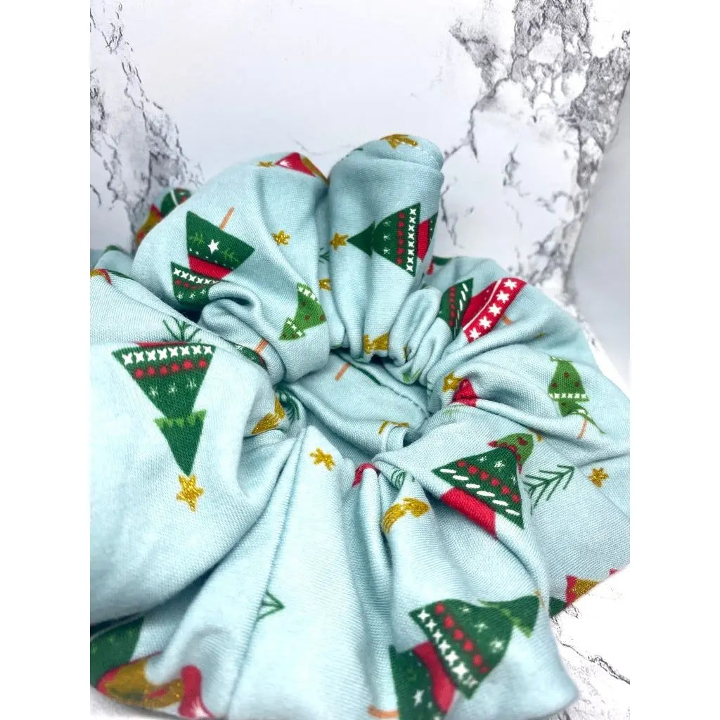 Blue Glitter Christmas Trees Christmas Scrunchie Enchanted Scrunch
