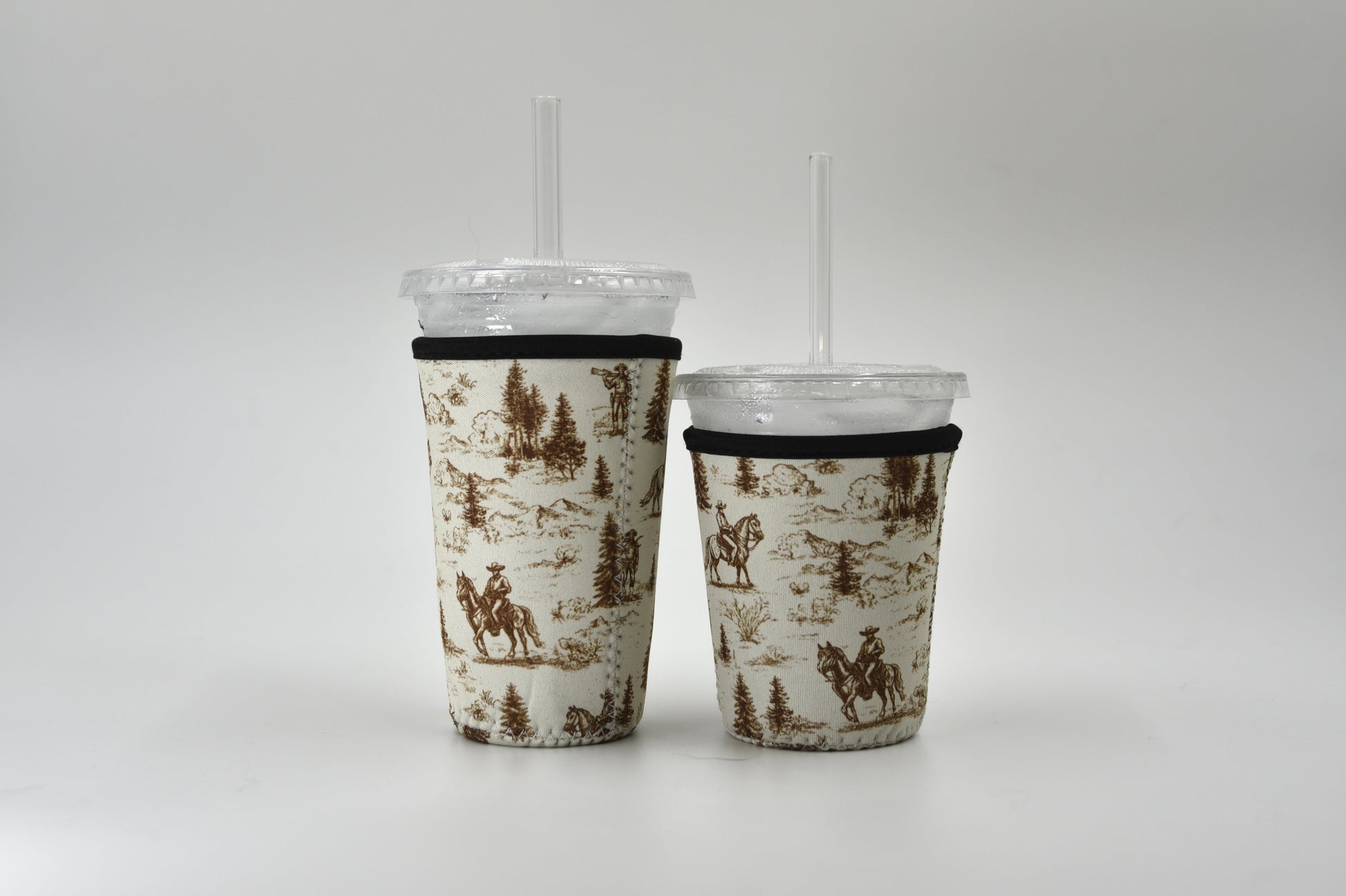 Western Golden Cowboy Coffee Sleeve | Reusable Neoprene Iced Coffee Cup Cover (16–24oz) BashDesignsCo