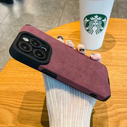 Luxury Matte Soft Leather Phone Case For iPhone 15 14 Plus 13 12 11 Pro Max 7 8Plus SE Lens Protection Shockproof Silicone Cover